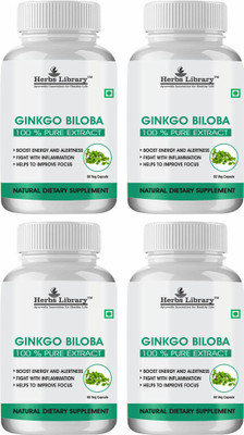 Herbs Library Ginkgo Biloba Supplement Supports Brain Function|Mental Alertness(4x60 Capsules)(4 x 60 Capsules)