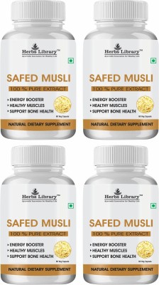 Herbs Library Safed Musli Supplement for Strength,Stamina & Muscles Bone Health(4x60 Capsules)(4 x 60 Capsules)