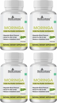 Herbs Library Moringa Capsules Blood Pressure,Cholestrol,Good For Skin Hair(4x60 Capsules)(4 x 60 Capsules)