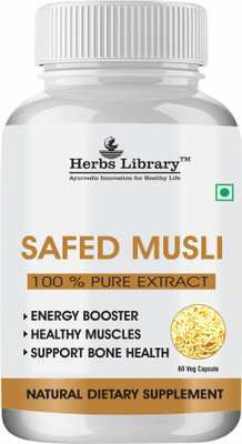 Herbs Library Safed Musli Supplement for Strength,Stamina & Muscles Bone Health(60 Capsules)(60 Capsules)