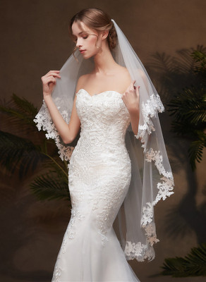 Unique Bridal Lace veil Short Wedding Viles