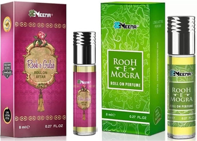 MEENA Rooh E Mogra & Rooh E Gulab 8 Ml Roll On Attar Combo Pack Floral Attar(Mogra, Rose)