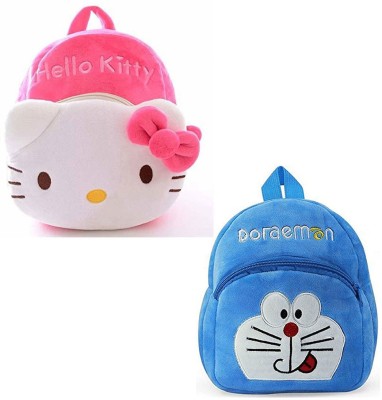 Zoi kids Bag hello kitty & Doraemon Plush Bag For Cute Kids 2-6 Years Plush Bag Waterproof School Bag(Blue, 5 L)