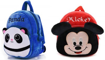 Bluemoon BM-Latch_combo of 2 red mickey, blue panda_1291 12 L Backpack(Blue, Red)