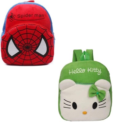 IUGA kids Bag Spiderman & Hello Kitty Plush Bag For Cute Kids 2-6 Years Plush Bag School Bag(Green, 11 L)