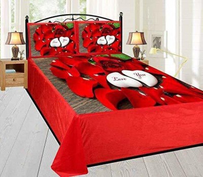NARULA TRADERS 250 TC Velvet Double 3D Printed Flat Bedsheet(Pack of 1, Multicolor)
