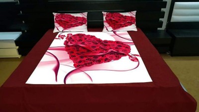 NARULA TRADERS 250 TC Velvet Double 3D Printed Flat Bedsheet(Pack of 1, White)