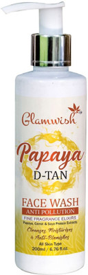 Glamwish Papaya D-Tan Face Cleanser For Anti Pollution & Anti Blemishes - Paraben Free Face Wash(200 ml)