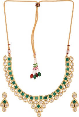 SARAF RS JEWELLERY Alloy Gold-plated Green, White Jewellery Set(Pack of 1)