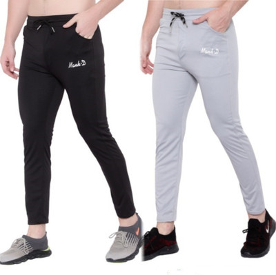 mank D Solid Men Black, Grey Track Pants