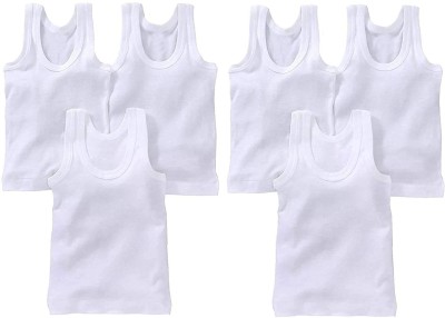 RIJATRENDZZ Vest For Baby Boys & Baby Girls Cotton Blend(White, Pack of 6)