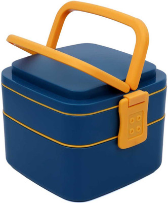 ARANKA Double-Layer Airtight Square Lunch Box with Handle for Kids and Adults 2 Containers Lunch Box(500 ml, Thermoware)