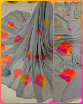 NeeLKANTH ENTERPRISE Blocked Printed Bandhani Chiffon Saree(Grey)