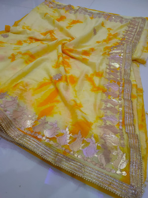 NeeLKANTH ENTERPRISE Digital Print Bandhani Chiffon Saree(Yellow)