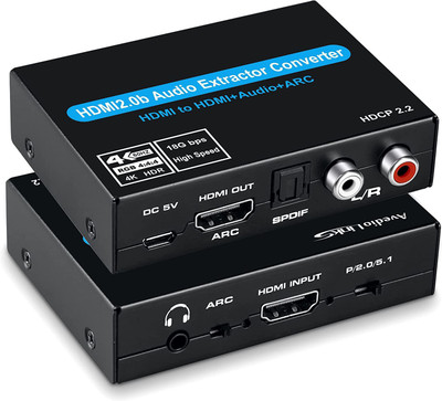 Tobo HDMI 2.0 Audio Extractor Converter Adapter Support 4K Optical TOSLINK ARC 5.1 Media Streaming Device(Black)