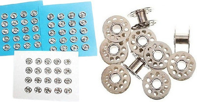Kunfaya 40 Tich Button + 10Pc Metal Sewing Silver Bobbins Sewing Kit