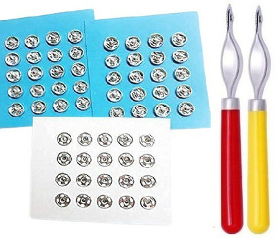 Kunfaya 40 Tich Button + 2Pc Steel Needle-Pointed Tracing Wheel Sewing Kit