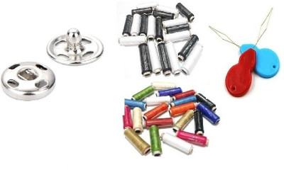 Kunfaya 20 Tich Button + 10 Pc Multicolor & B/W Spool, 2 Thread Pick Sewing Kit