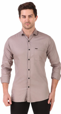 Masher Men Solid Casual Grey Shirt