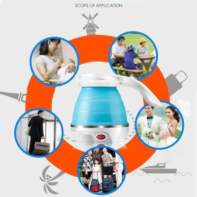 NIMYANK Foldable Travel Electric Kettle Portable Silicone Collapsible (Multicolor) Beverage Maker(2 L, Silver , Black)