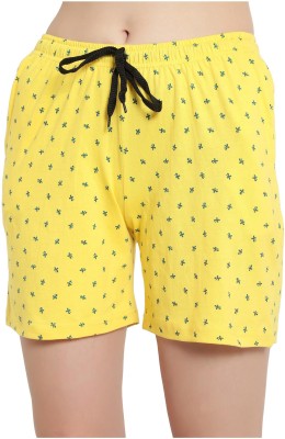 DIAZ Printed Women Yellow Regular Shorts