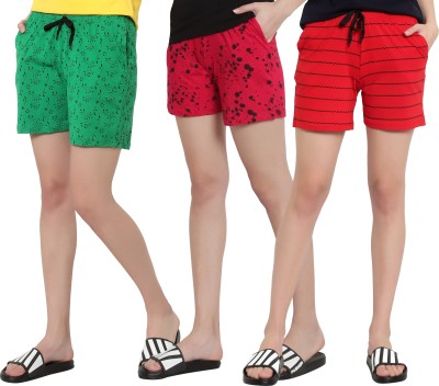 MYO Printed Women Green, Pink, Red Regular Shorts