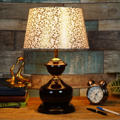 foziq Classy Fancy Designer Table Lamp(38 cm, Beige, Gold)