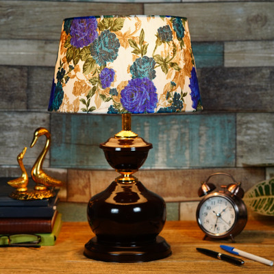 foziq Classy Designer Table Lamp(38 cm, Blue, White)