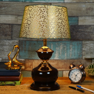 foziq Classy Designer Table Lamp(38 cm, Green)