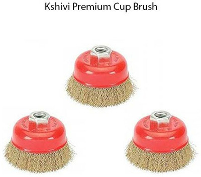 Kshivi 3 Inch Non Twisted Cup Brush for Polishing; Removing Rust Paint Set of 3 Wheel Brush(Pack of 3)