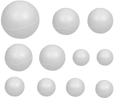 PRANSUNITA 11 Pcs Craft Styrofoam White Smooth Balls for DIY Crafts & Solar System Models