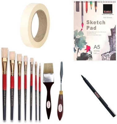 KAMAL Combo Flat hog toolkit Set with A5 Sketch Pad, Masking Tape and Fine Liner Pen