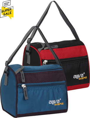 Aliva TM-02 lunch bag combo 2 for School Office Picnic Travel Camping Outdoor and more Waterproof Lunch Bag(Red, Purple, 5 L)