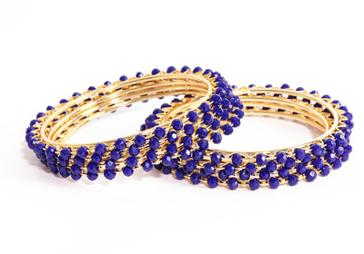 ANIX JEWLRY Brass Crystal Gold-plated Bangle Set(Pack of 8)