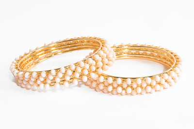 ANIX JEWLRY Brass Crystal Gold-plated Bangle Set(Pack of 8)