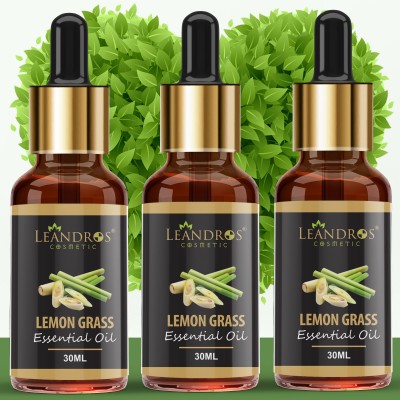 leandros LemonGrass Exotic aroma Essential Oil pure &natural for skin,hair 30ML-Pack of 3(90 ml)