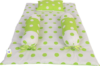 Toddylon Cotton Baby Gaadi for New Born With Cushioned Pillow And 2 Bolsters Standard Crib(Fabric, Green)