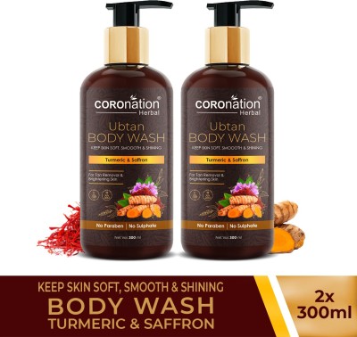 COROnation Herbal Ubtan Unisex Body Wash for Tan Removal and Glowing Skin with Turmeric & Saffron(2 x 300)