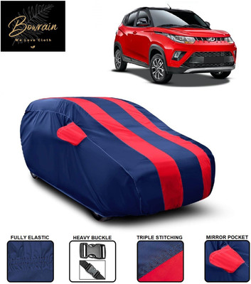 BOWRAIN Car Cover For Mahindra KUV100 (With Mirror Pockets)(Red, Blue)