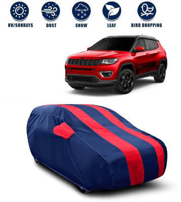 BOWRAIN Car Cover For Jeep Compass (With Mirror Pockets)(Red, Blue)