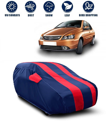 BOWRAIN Car Cover For Tata Indigo CS (With Mirror Pockets)(Red, Blue)