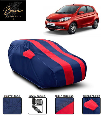 BOWRAIN Car Cover For Tata Tiago (With Mirror Pockets)(Red, Blue)