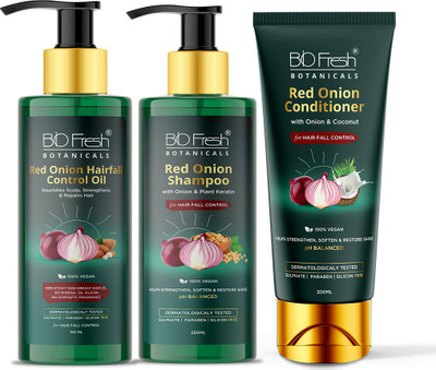 Biofresh Botanicals Red Onion Hair Treatment ( Onion Hair Oil + Shampoo + Conditioner )(3 Items in the set)