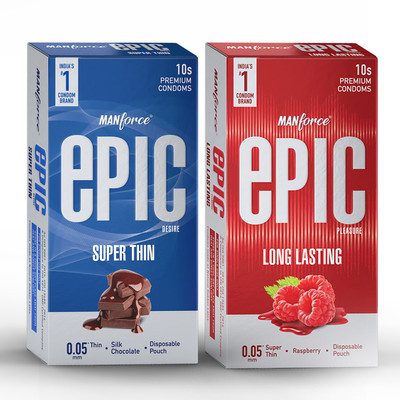 MANFORCE Epic Desire, Pleasure Condom  (Set Of 2, 20 Sheets) For Rs. 144 @ 70 %