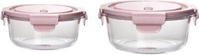 IndusBay Glass Utility Container  - 350 ml, 500 ml(Pack of 2, Pink)