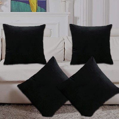 AMITRA Plain Cushions Cover(Pack of 4, 41 cm*41 cm, Black)