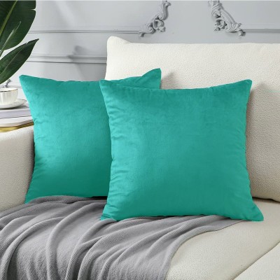 AMITRA Velvet Cushions Cover(Pack of 2, 46 cm*46 cm, Blue)