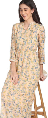 FLYING MACHINE Women Maxi Beige Full Length Dress