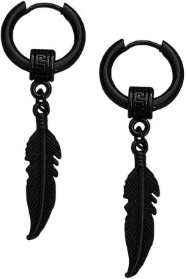 M Men Style Feather And Ring Long Chain Studs Hoop Earrings Metal Drops & Danglers