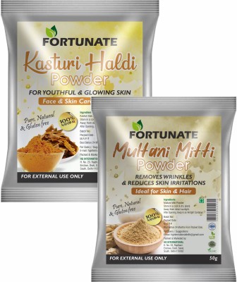 FORTUNATE Multani Mitti & Sandalwood Face Pack Powder Combo Set(100 g)